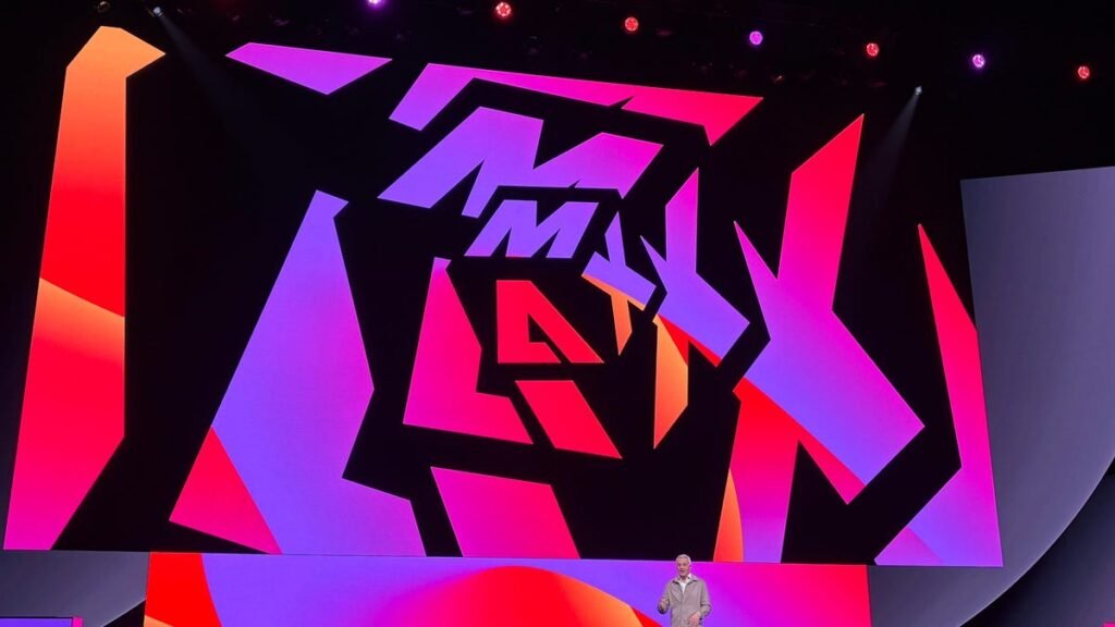 Adobe CEO Shantanu Narayen on the stage at this year's Adobe Max conference