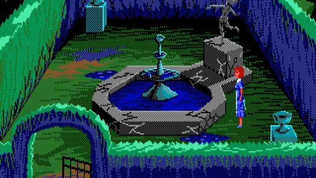 Roberta Williams’ The Colonel’s Bequest was a different type of adventure game A VGA game showing a garden and a player character