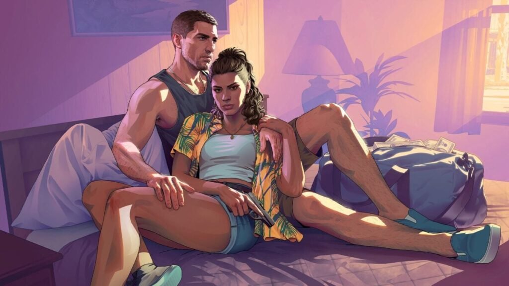 GTA 6 Studio Accused Of Union Busting After Firing Dozens Of Devs A man and woman sit in a bed.